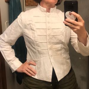 Chico’s White Cotton/Nylon lined light jacket sz 1